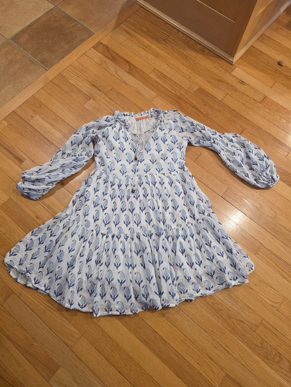 Oliphant Blue And White Long Sleeve Dress